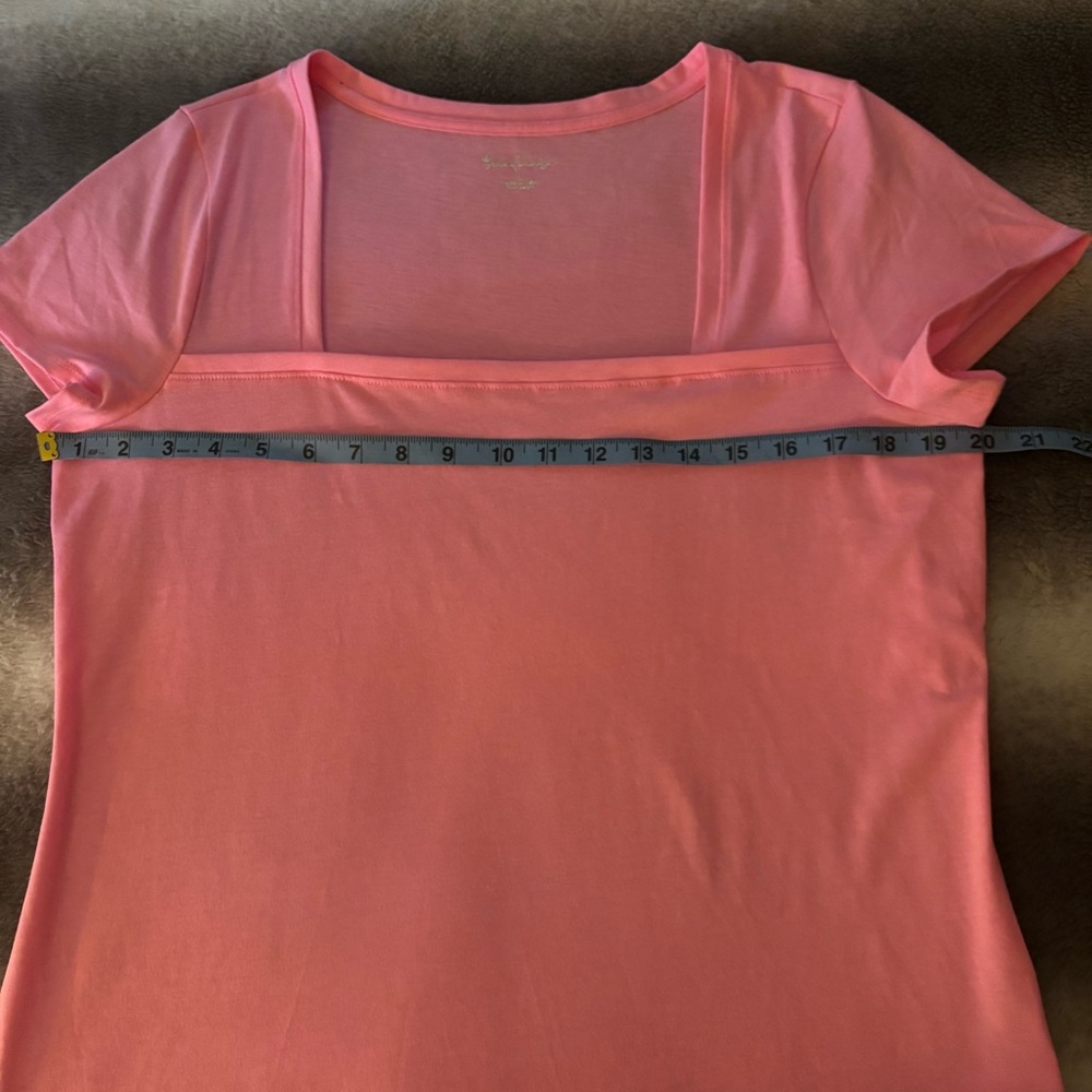 🚫SOLD🚫 Lilly Pulitzer Women's Rexa Square Neck Stretch Pink Short Sleeve Top - Picture 8 of 8
